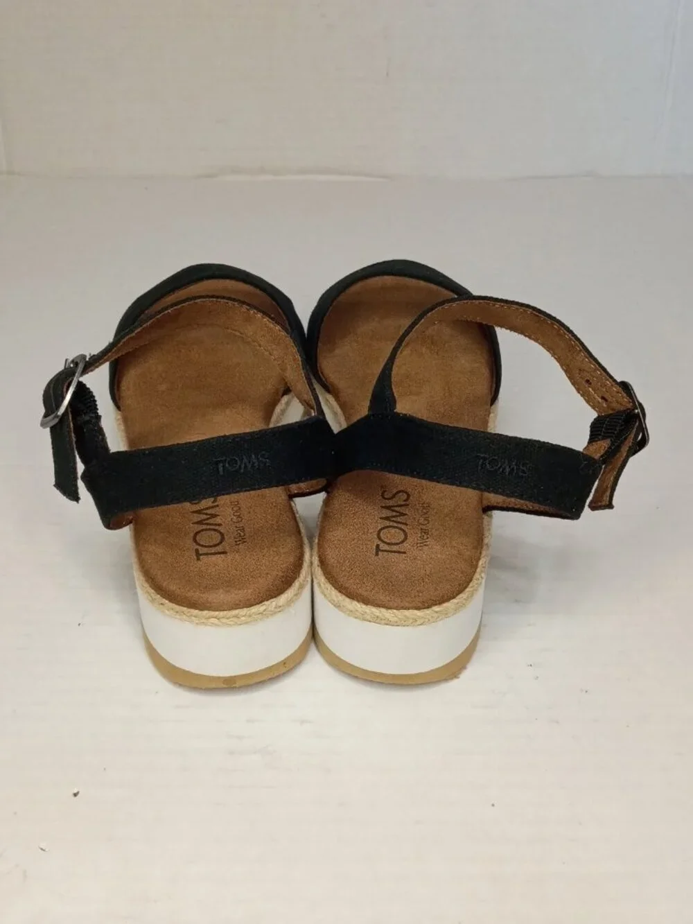 TOMS Naia Black Espadrille Platform Sandals Women's Size 7